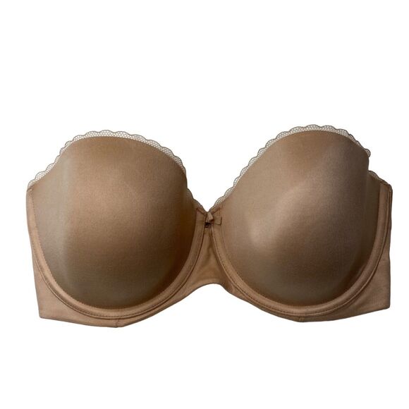 Calvin Klein  Everyday Lightly Lined Strapless Bra Beige Nude Size 32DD - Picture 1 of 5